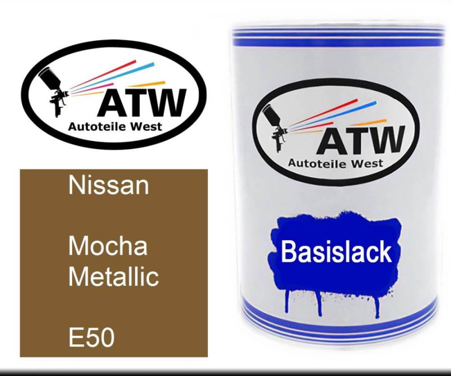 Nissan, Mocha Metallic, E50: 500ml Lackdose, von ATW Autoteile West.